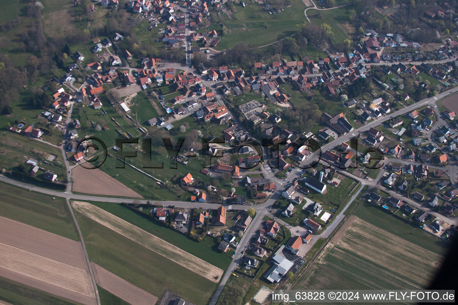 Drone recording of Scheibenhardt in the state Rhineland-Palatinate, Germany