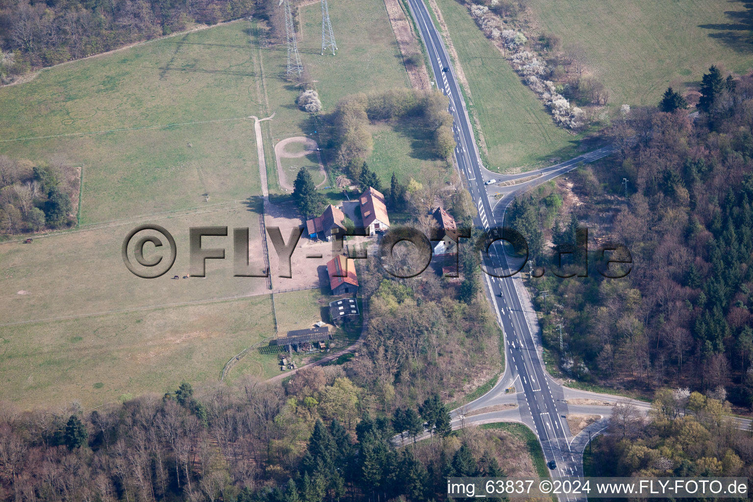 Bird's eye view of Langenberg in the state Rhineland-Palatinate, Germany