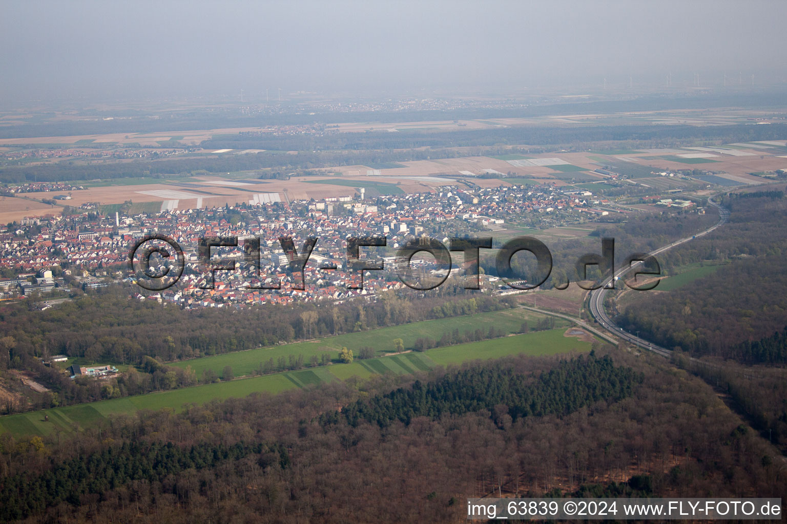 Kandel in the state Rhineland-Palatinate, Germany from above