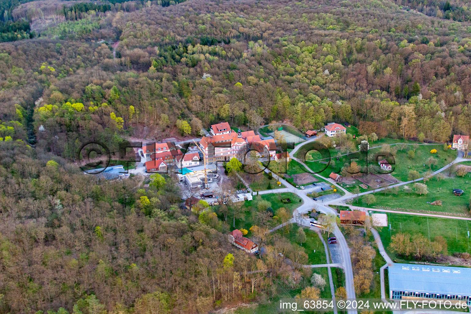 School building of the Hermann-Lietz-Schule boarding school in the Thuringian Forest in the district Haubinda in Westhausen in the state Thuringia, Germany