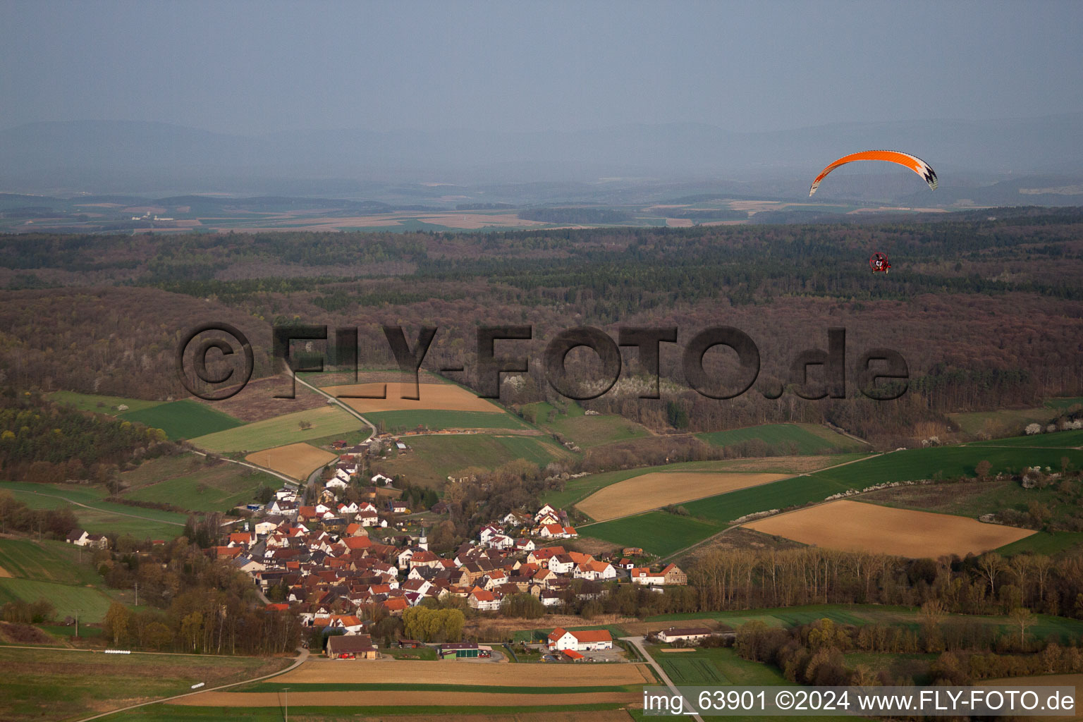 Aerial photograpy of Höchheim in the state Bavaria, Germany