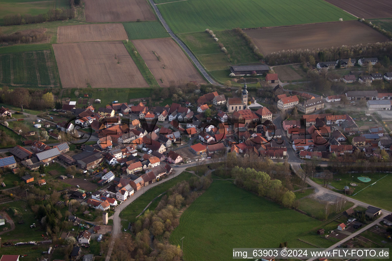 Höchheim in the state Bavaria, Germany from above