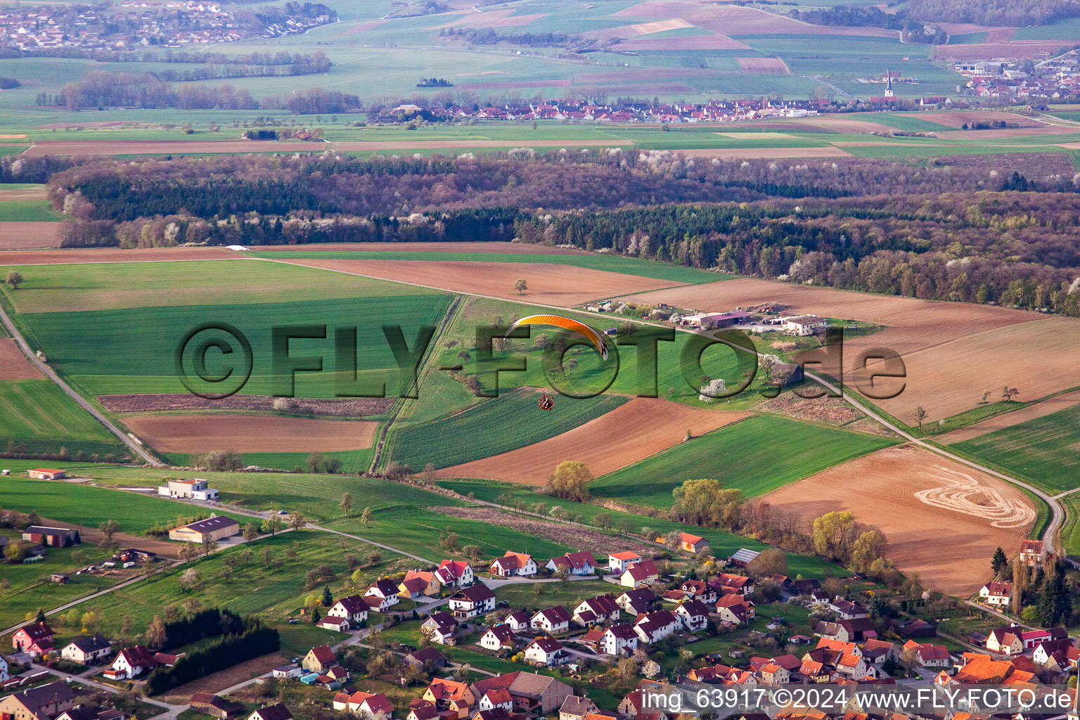 Aerial photograpy of Wargolshausen in the state Bavaria, Germany