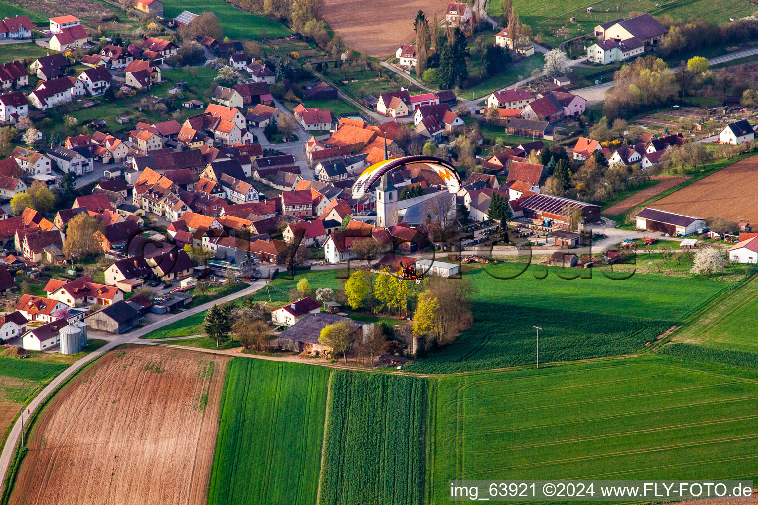 District Wargolshausen in Hollstadt in the state Bavaria, Germany out of the air