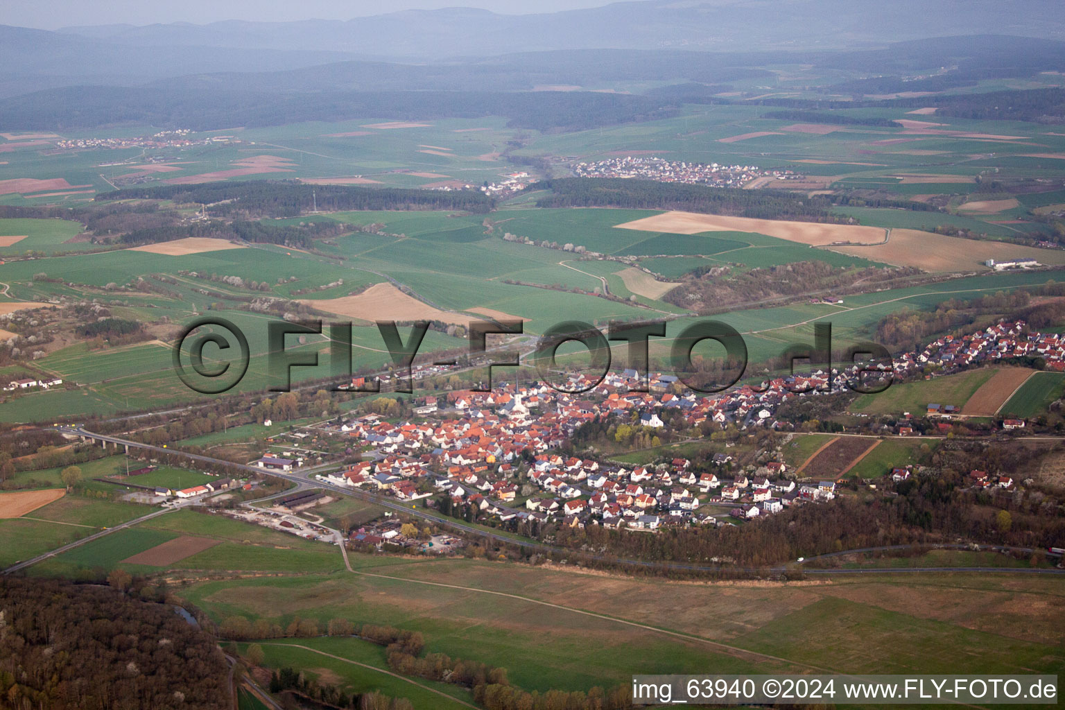 Oblique view of Hollstadt in the state Bavaria, Germany