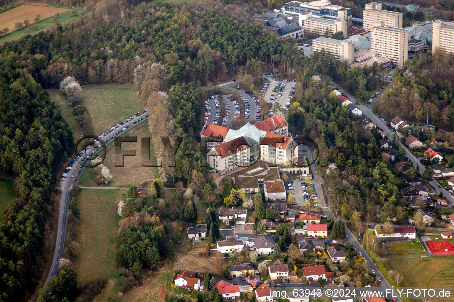 Hospital grounds of the Clinic Neurologische Klinik Bad Neustadt on Saale in Bad Neustadt an der Saale in the state Bavaria, Germany