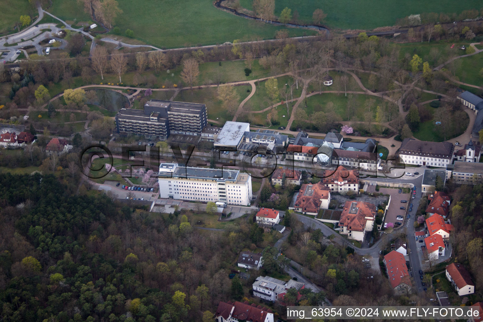 Hospital grounds of the Clinic Rhoen-Klinikum in the district Herschfeld in Bad Neustadt an der Saale in the state Bavaria