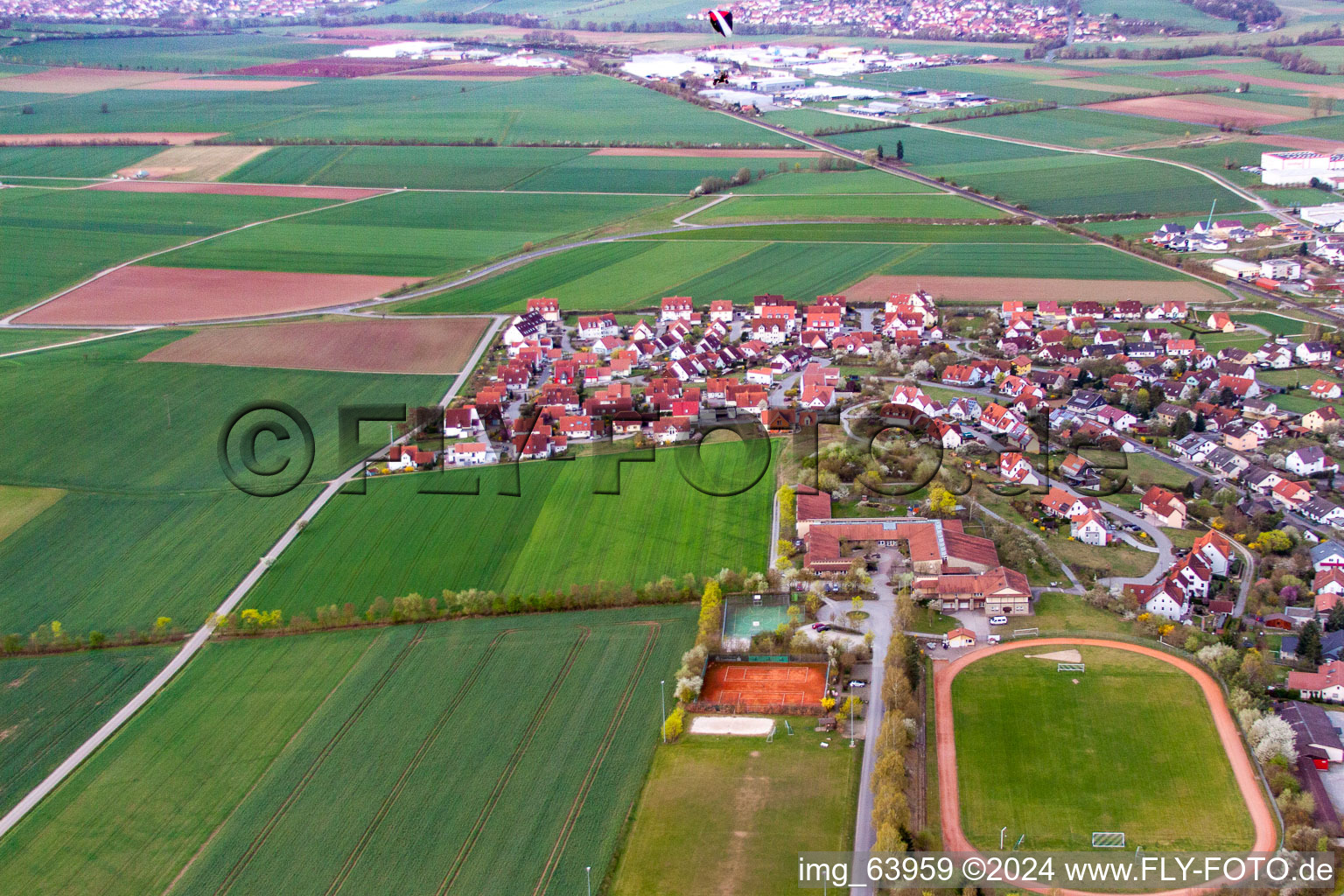 Aerial view of Salz in the state Bavaria, Germany