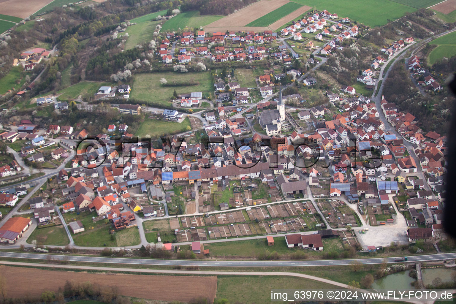 Hollstadt in the state Bavaria, Germany from above