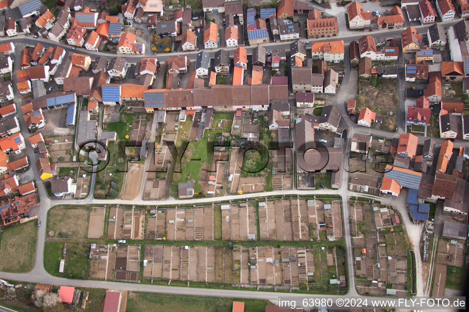 Hollstadt in the state Bavaria, Germany seen from above