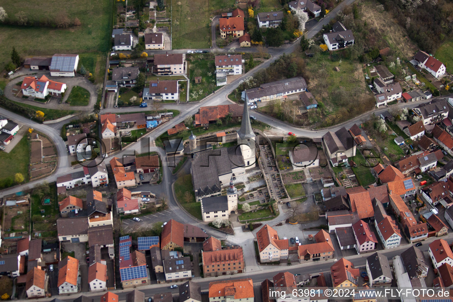 Hollstadt in the state Bavaria, Germany from the plane