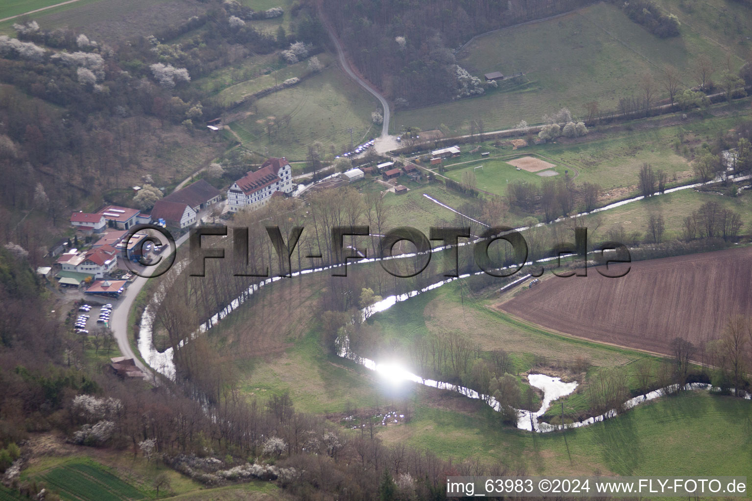 Hollstadt in the state Bavaria, Germany viewn from the air