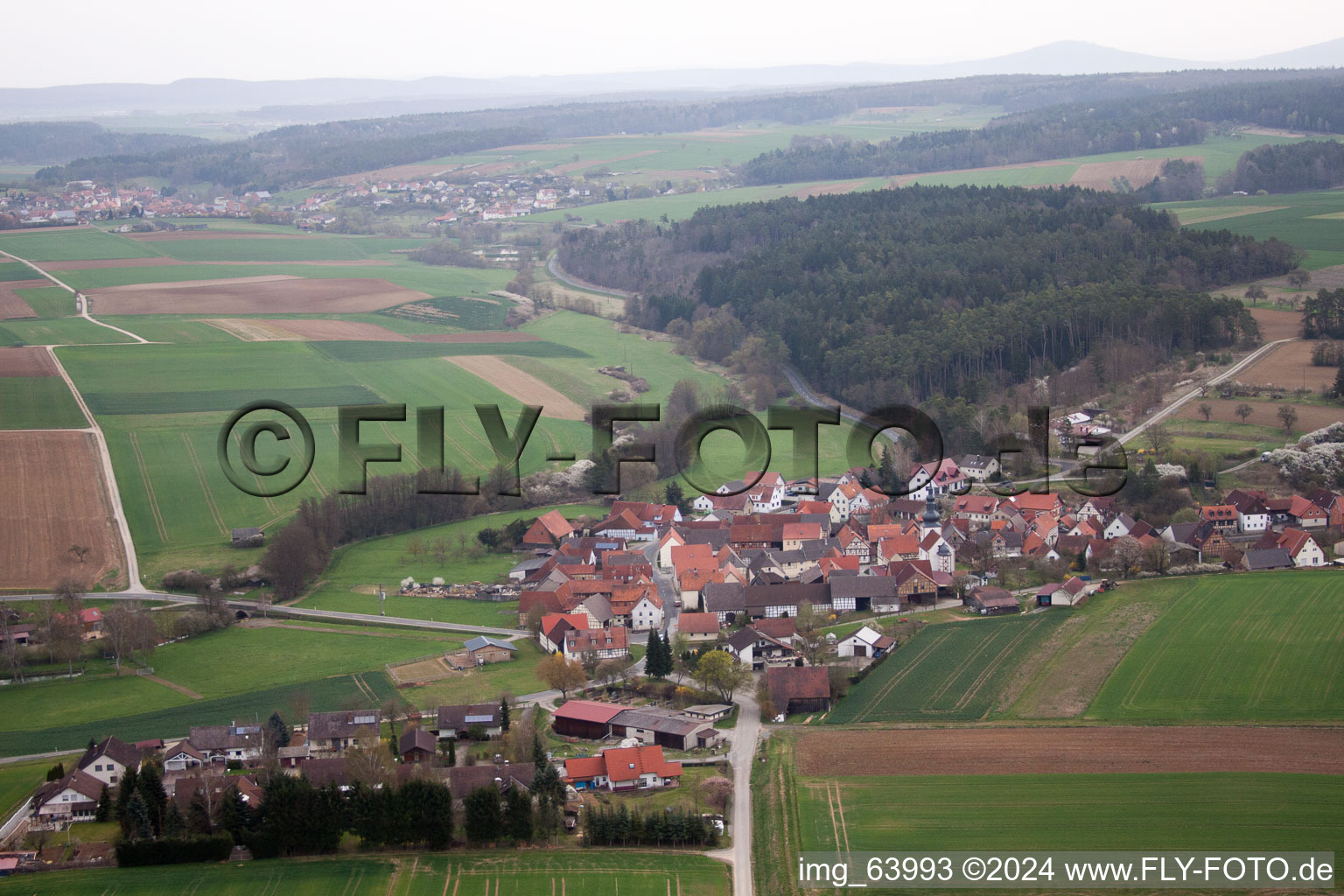 Aerial view of Bahra in the state Bavaria, Germany