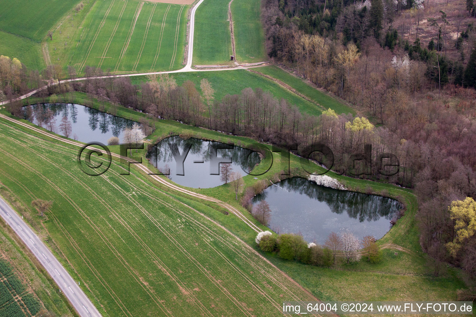 Aerial view of Sondheim in the state Bavaria, Germany