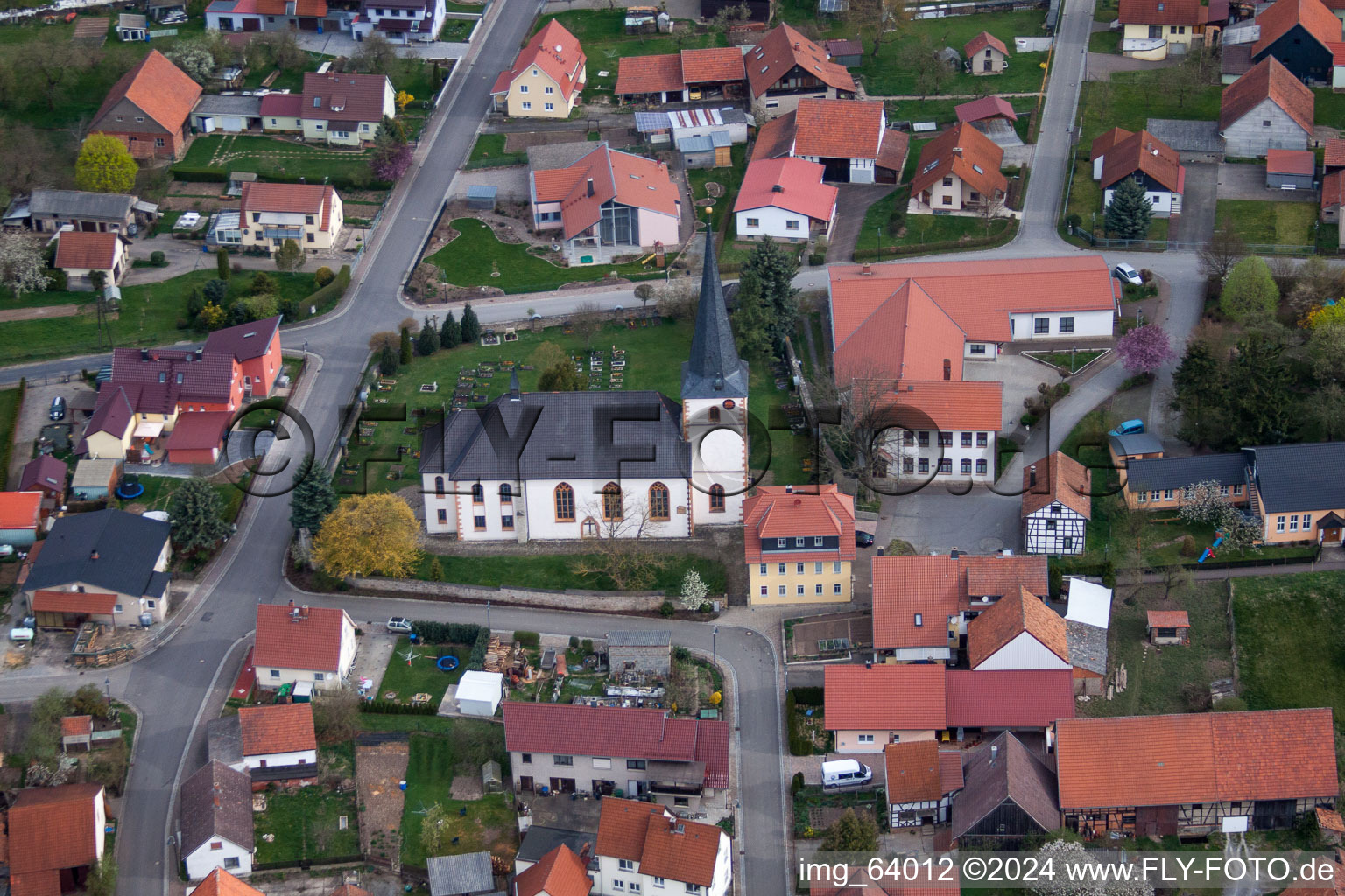 Aerial view of Village view in the district Queienfeld in Grabfeld in the state Thuringia, Germany