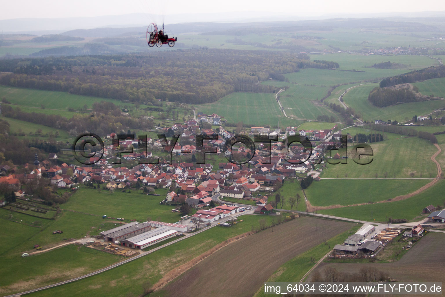 Bird's eye view of Roth in the state Thuringia, Germany