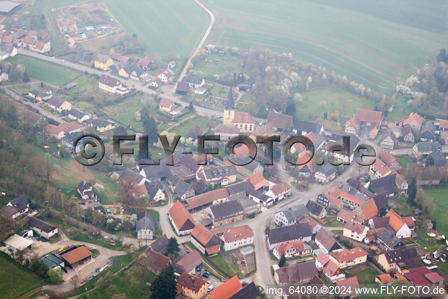 Aerial view of Itzgrund in the state Bavaria, Germany