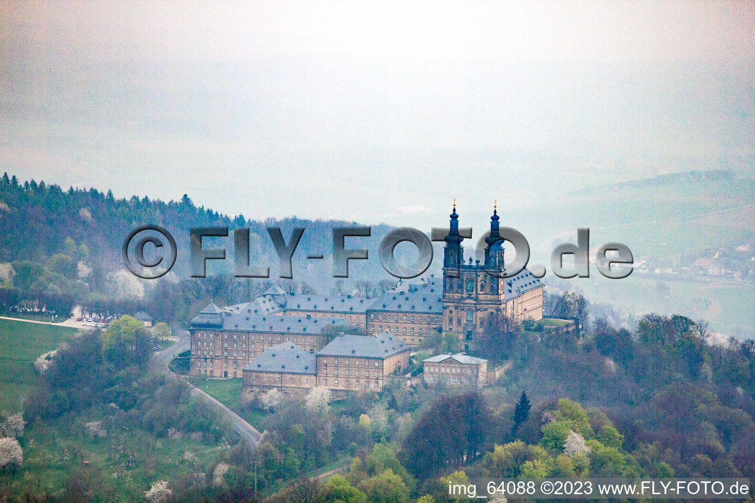 Aerial photograpy of Bad Staffelstein in the state Bavaria, Germany