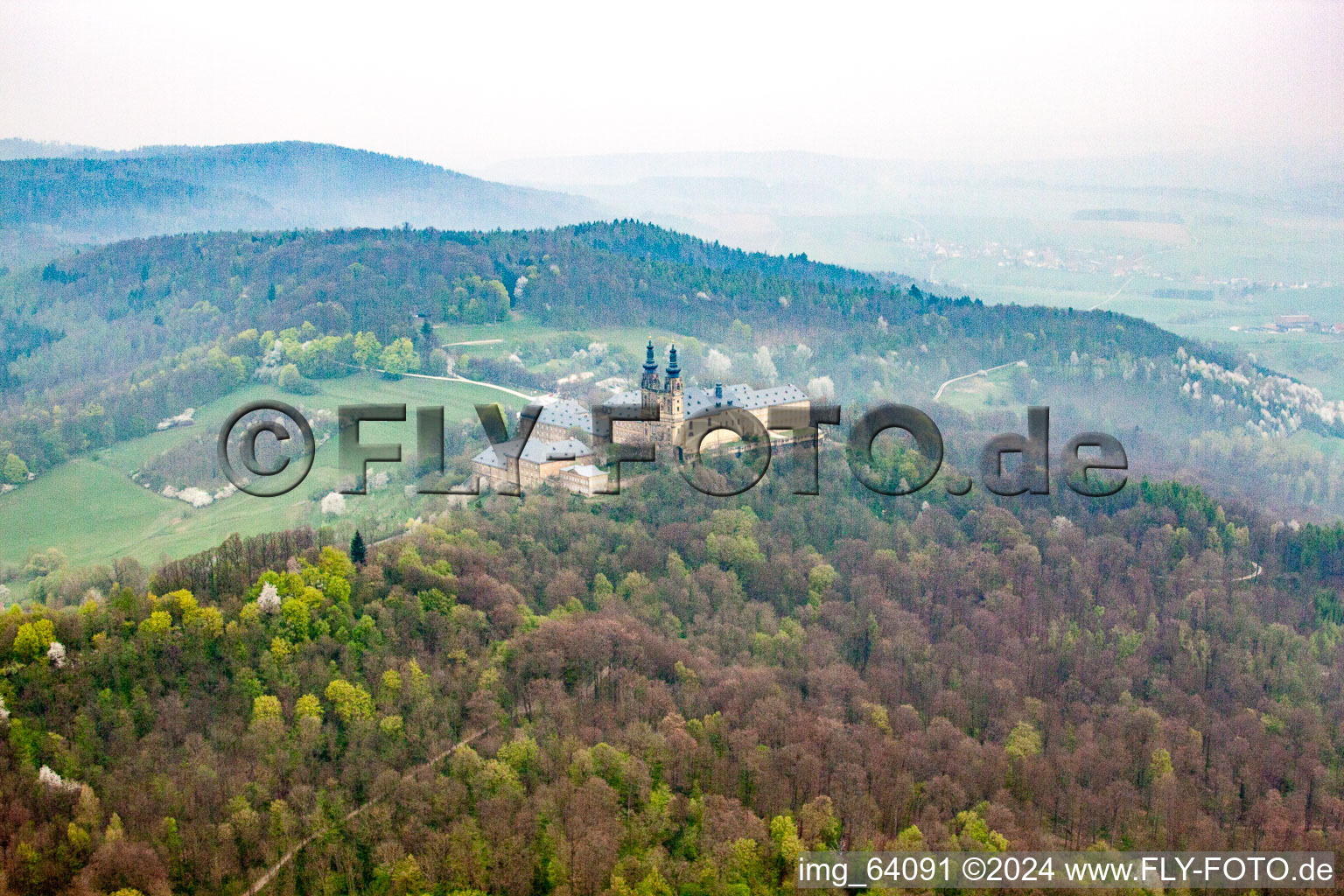 Bad Staffelstein in the state Bavaria, Germany from above