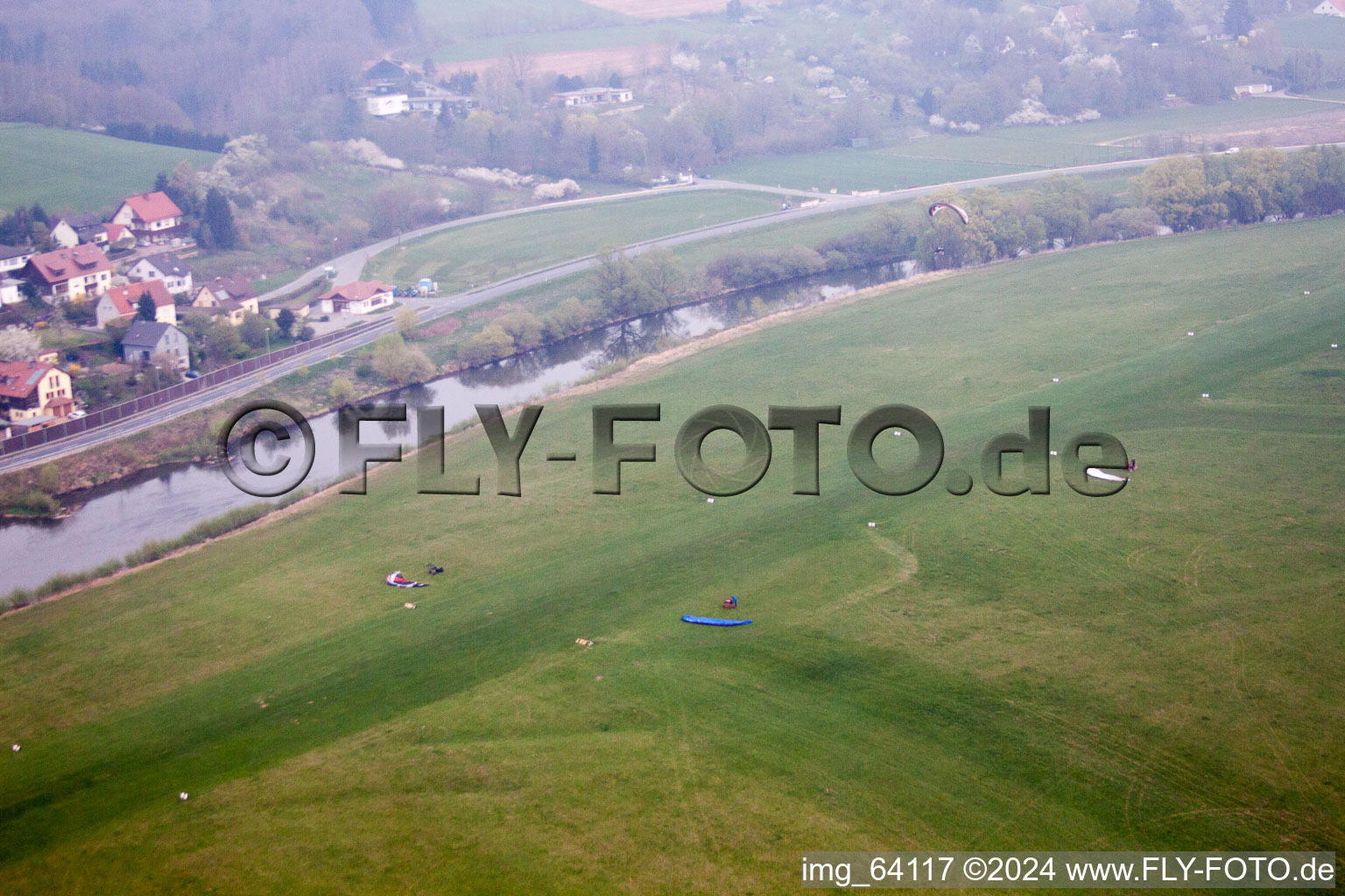 Aerial view of Gliding site in Lichtenfels in the state Bavaria, Germany