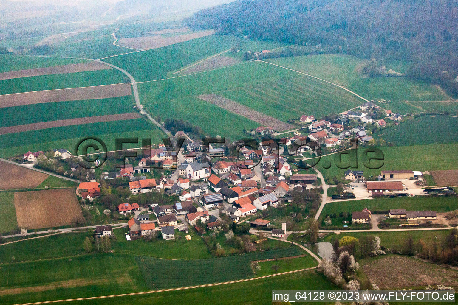 Bad Staffelstein in the state Bavaria, Germany seen from above