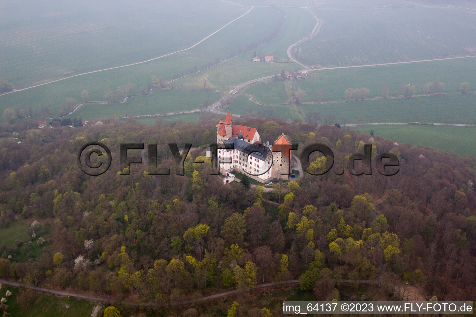 Aerial photograpy of Heldburg, Heldburg Castle in Bad Colberg-Heldburg in the state Thuringia, Germany