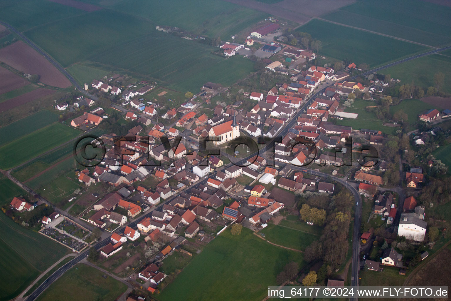 Sulzdorf an der Lederhecke in the state Bavaria, Germany seen from above