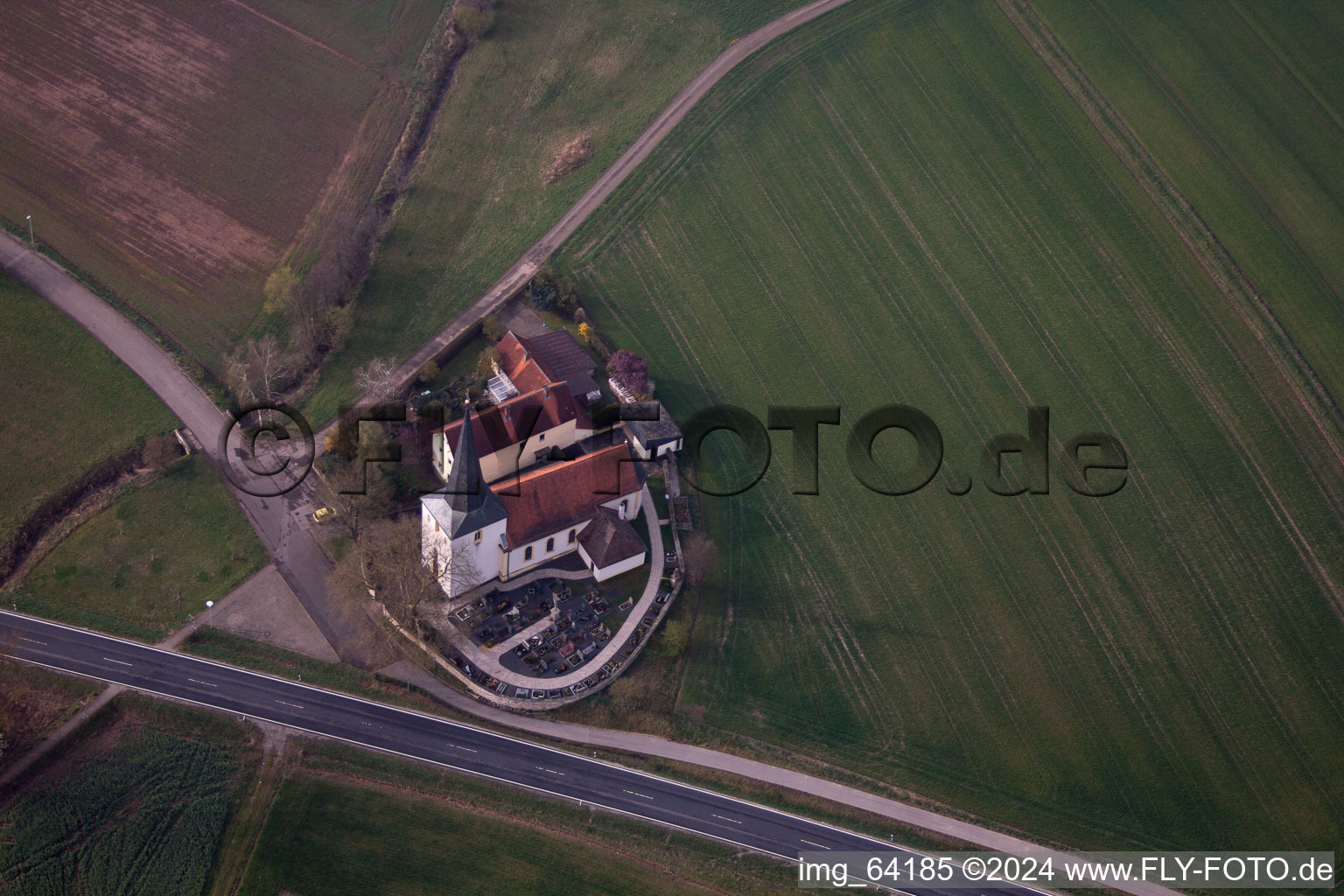 Drone recording of Sulzdorf an der Lederhecke in the state Bavaria, Germany