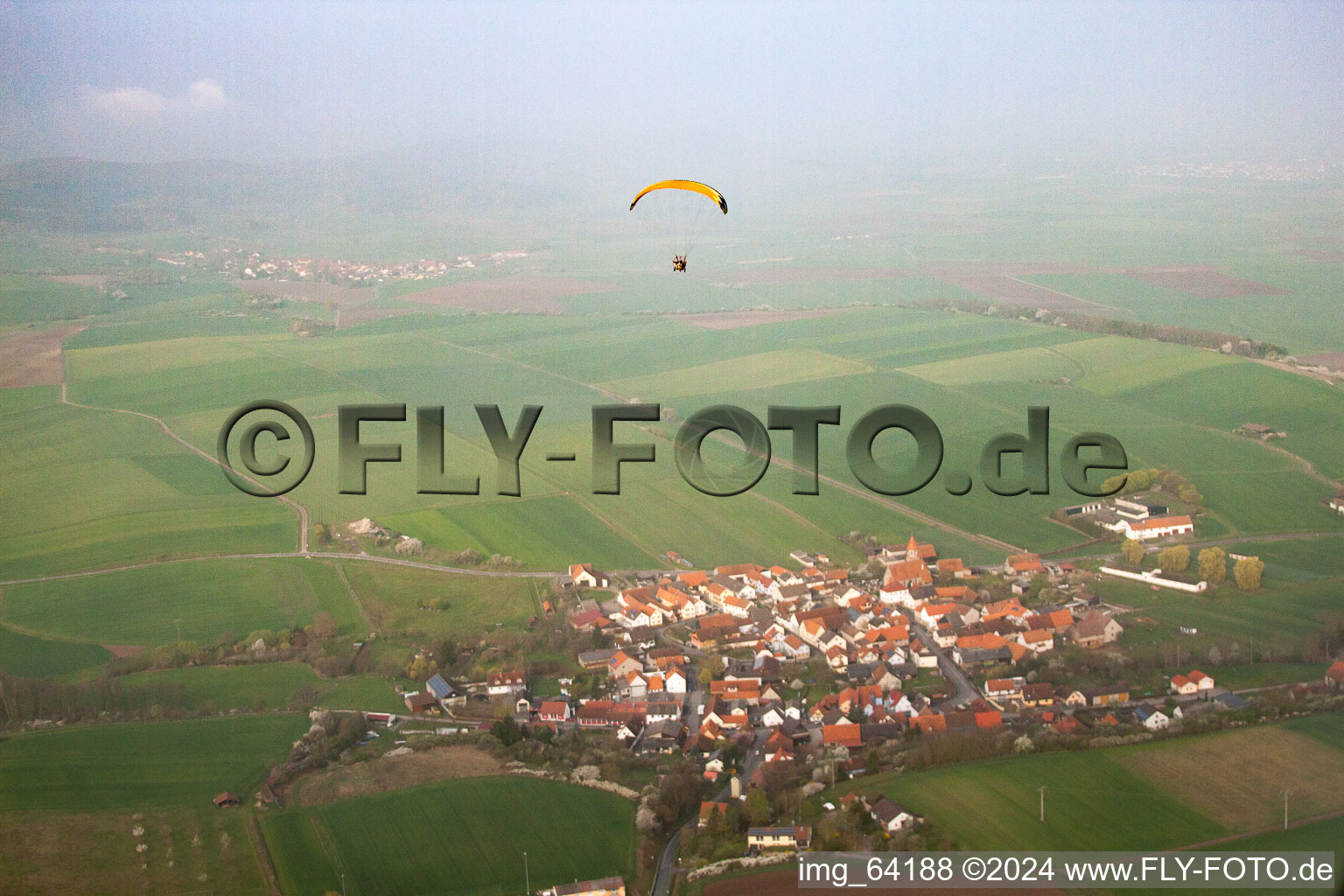 Sulzdorf an der Lederhecke in the state Bavaria, Germany from the drone perspective