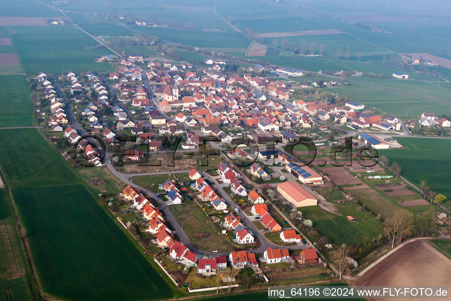 Construction sites for new construction residential area of detached housing estate Huldengarten in Sulzdorf an der Lederhecke in the state Bavaria, Germany