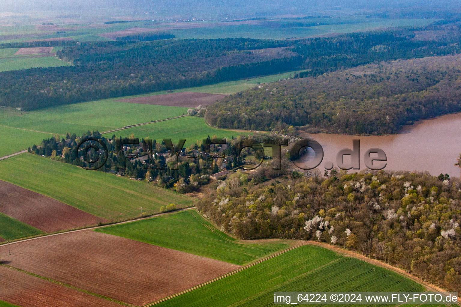 Aerial view of Reutsee in Sulzdorf an der Lederhecke in the state Bavaria, Germany