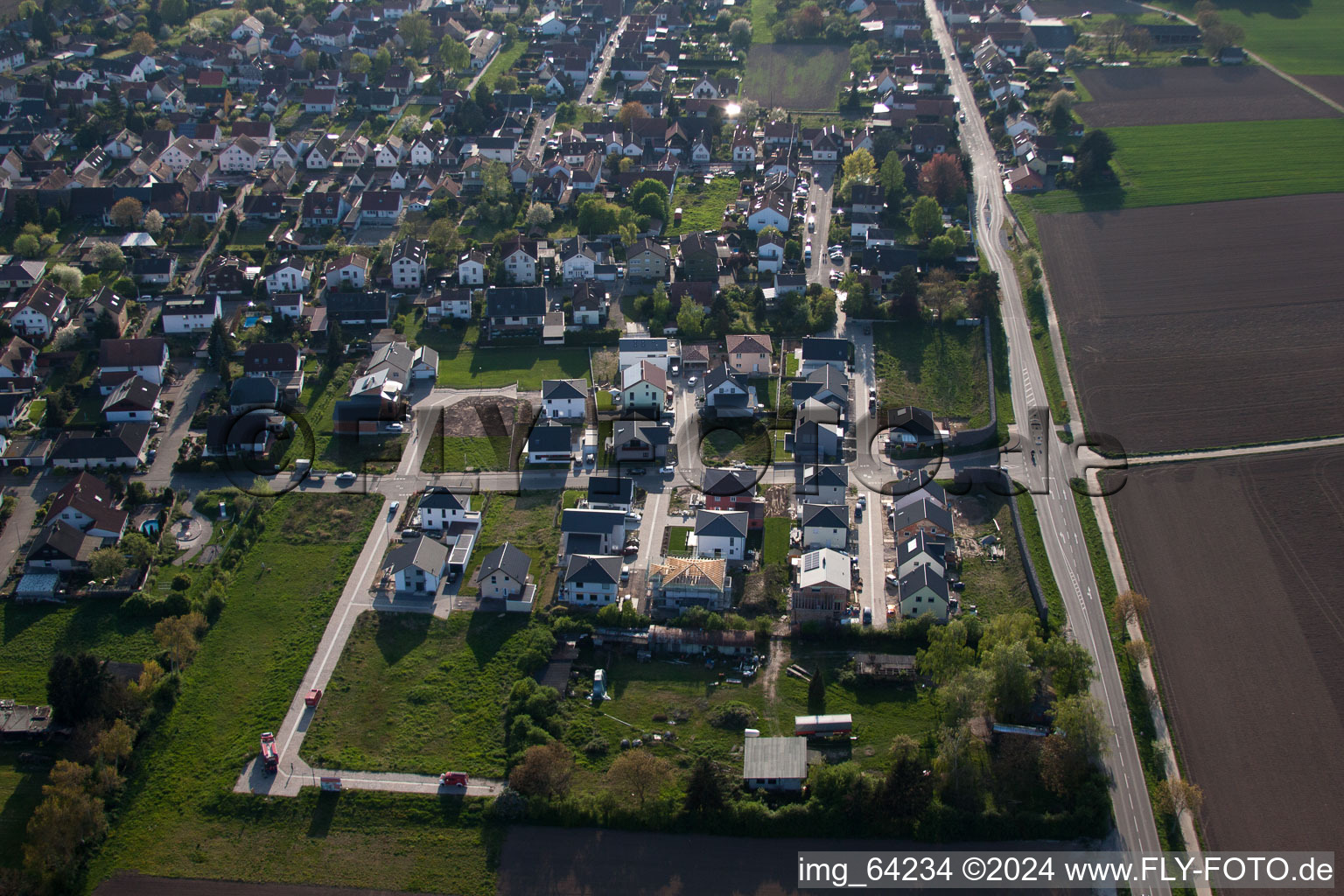 New development area east in Minfeld in the state Rhineland-Palatinate, Germany