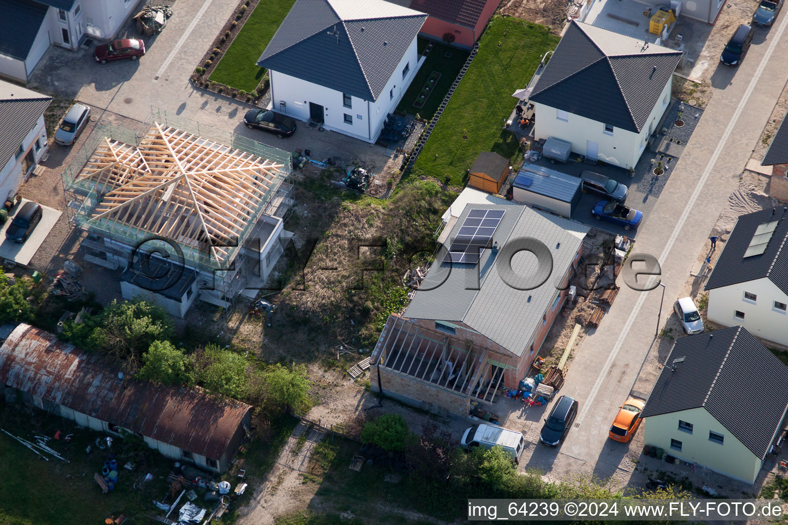 New development area east in Minfeld in the state Rhineland-Palatinate, Germany out of the air