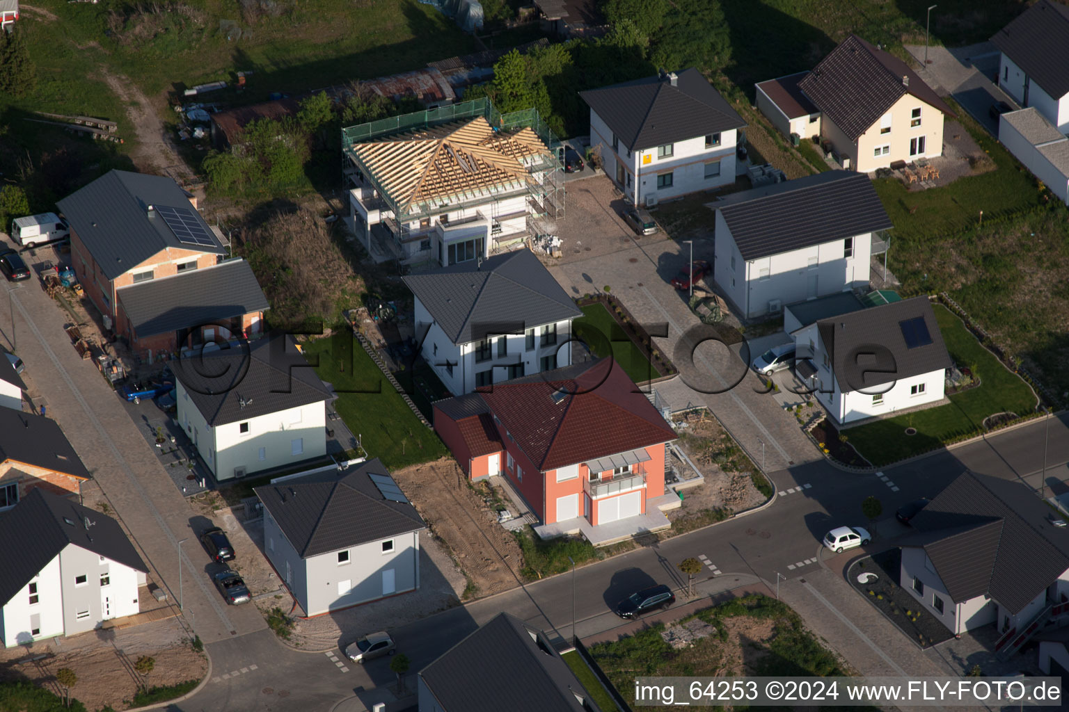 New development area east in Minfeld in the state Rhineland-Palatinate, Germany out of the air