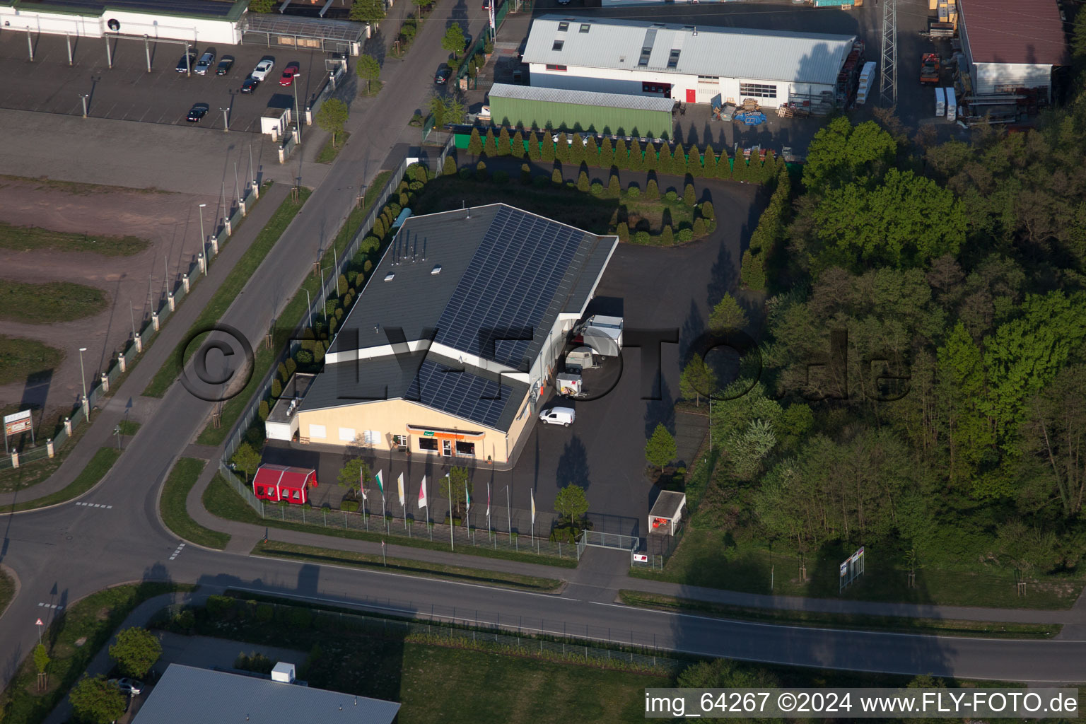 Horst Industrial Estate in the district Minderslachen in Kandel in the state Rhineland-Palatinate, Germany from the drone perspective