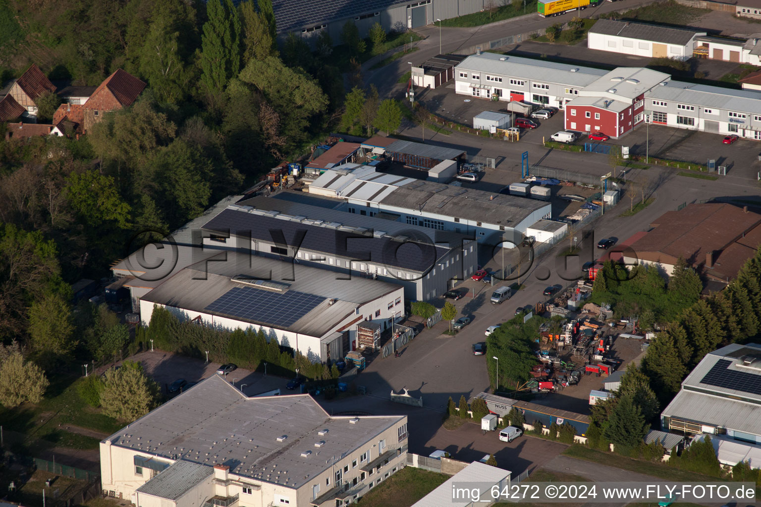 Horst industrial area in the district Minderslachen in Kandel in the state Rhineland-Palatinate, Germany seen from a drone