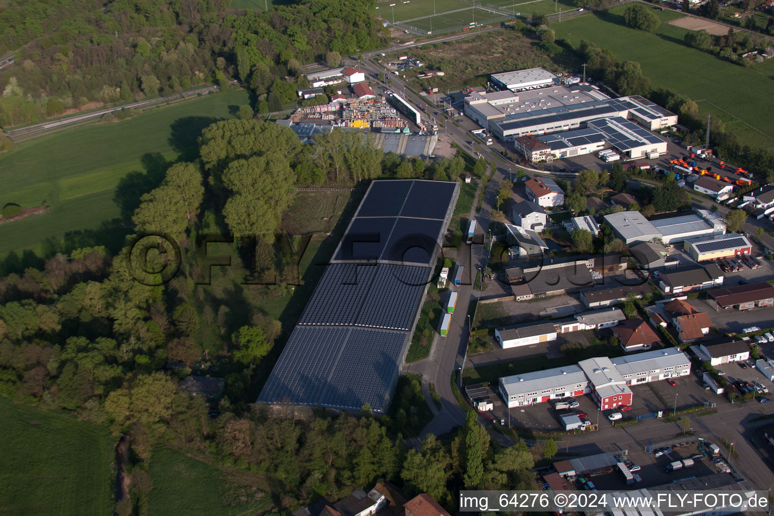 Oblique view of Horst Industrial Estate in the district Minderslachen in Kandel in the state Rhineland-Palatinate, Germany