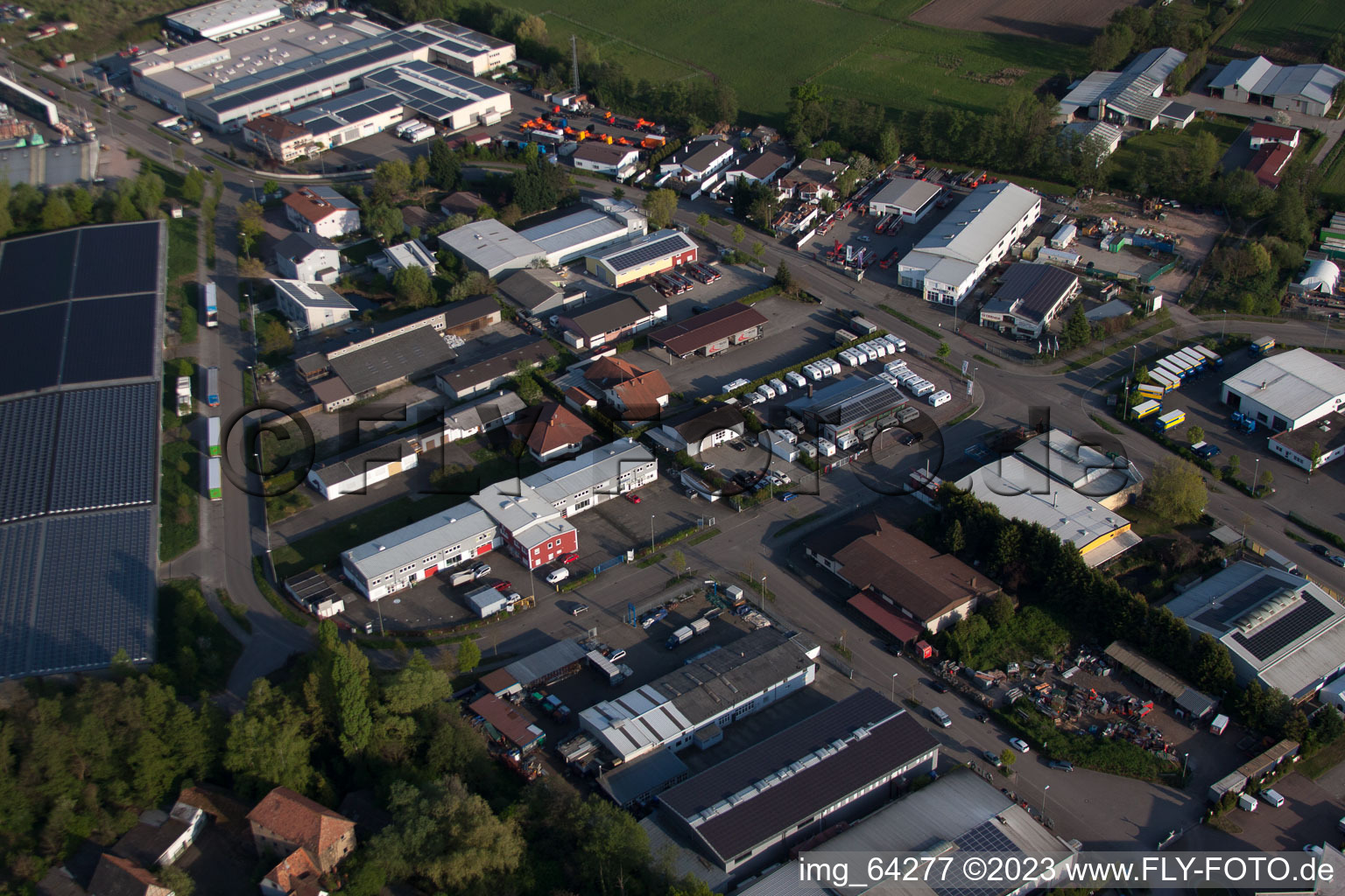 Horst industrial area in the district Minderslachen in Kandel in the state Rhineland-Palatinate, Germany from above