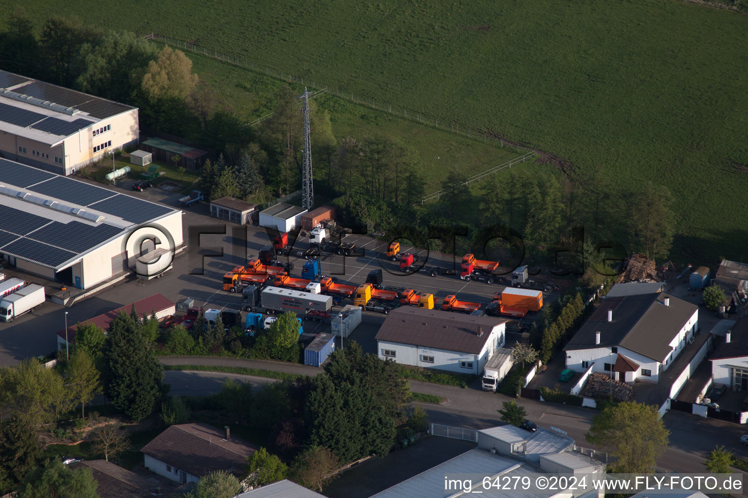 Horst Industrial Estate in the district Minderslachen in Kandel in the state Rhineland-Palatinate, Germany seen from above