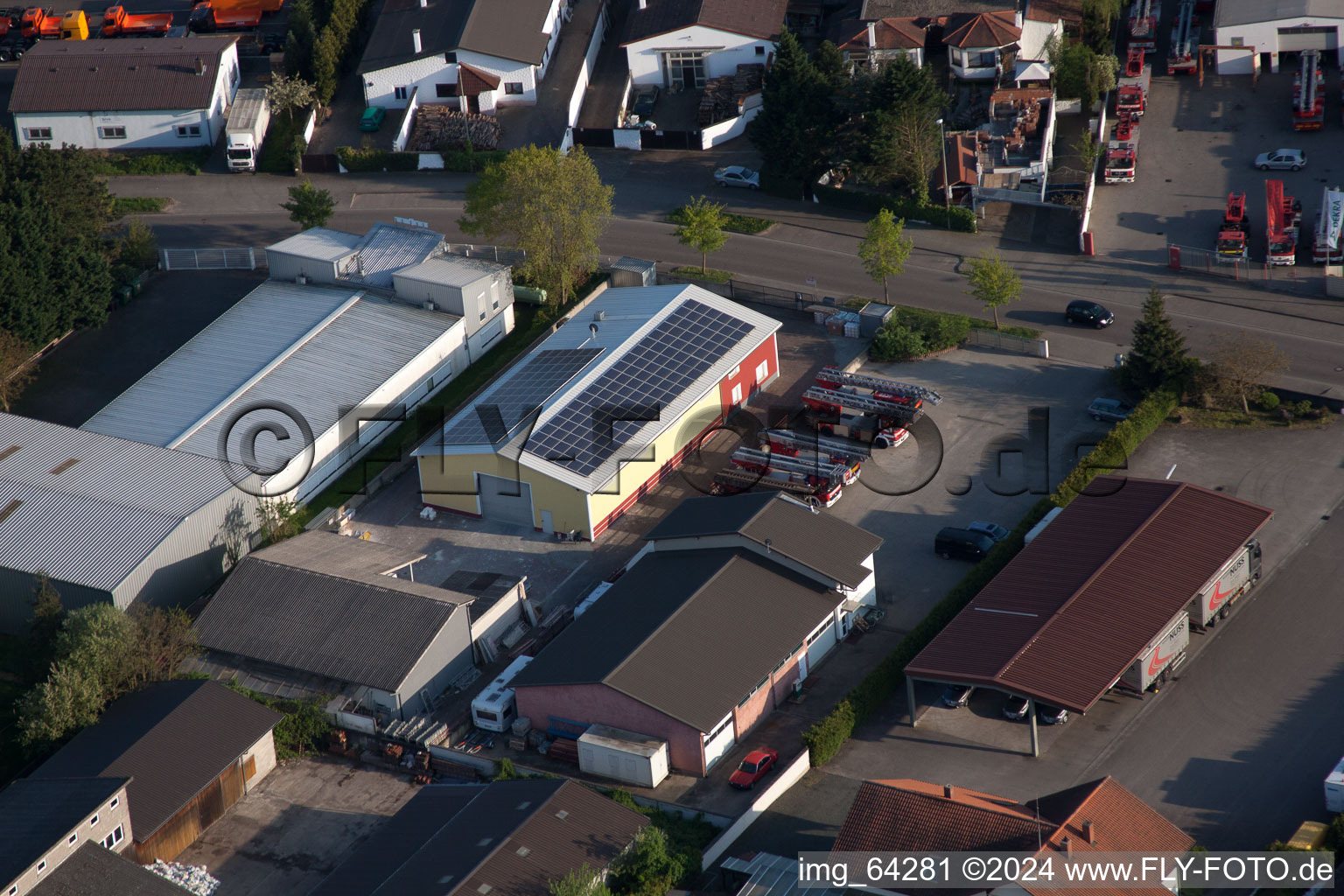 Horst Industrial Estate in the district Minderslachen in Kandel in the state Rhineland-Palatinate, Germany from the plane