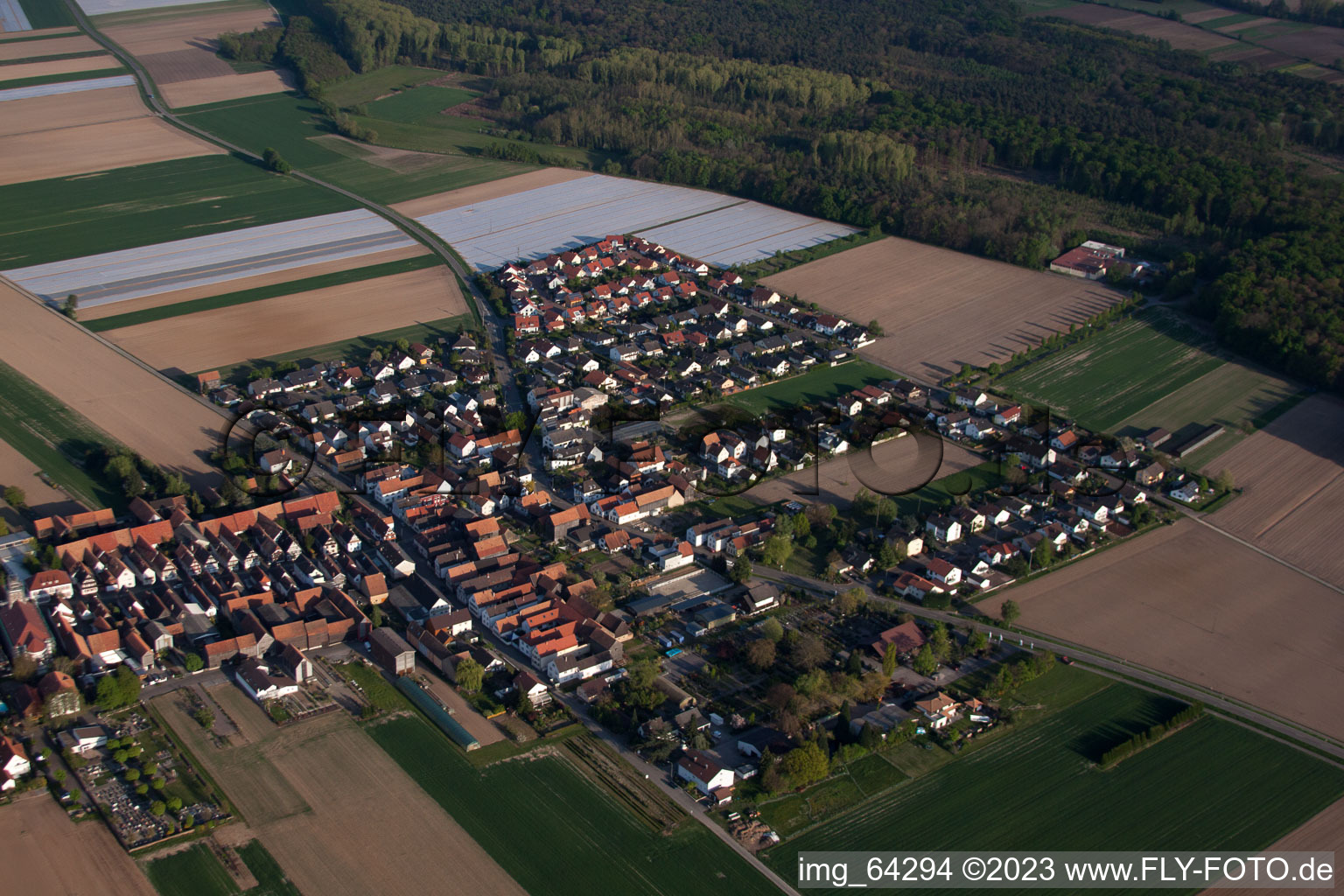 District Hayna in Herxheim bei Landau/Pfalz in the state Rhineland-Palatinate, Germany from a drone