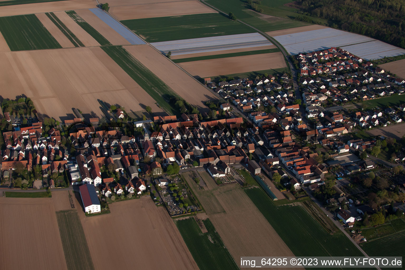 Oblique view of District Hayna in Herxheim bei Landau in the state Rhineland-Palatinate, Germany