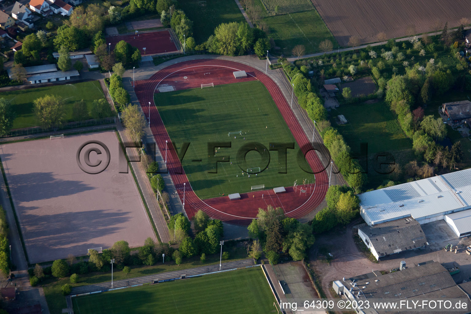 District Herxheim in Herxheim bei Landau in the state Rhineland-Palatinate, Germany seen from a drone