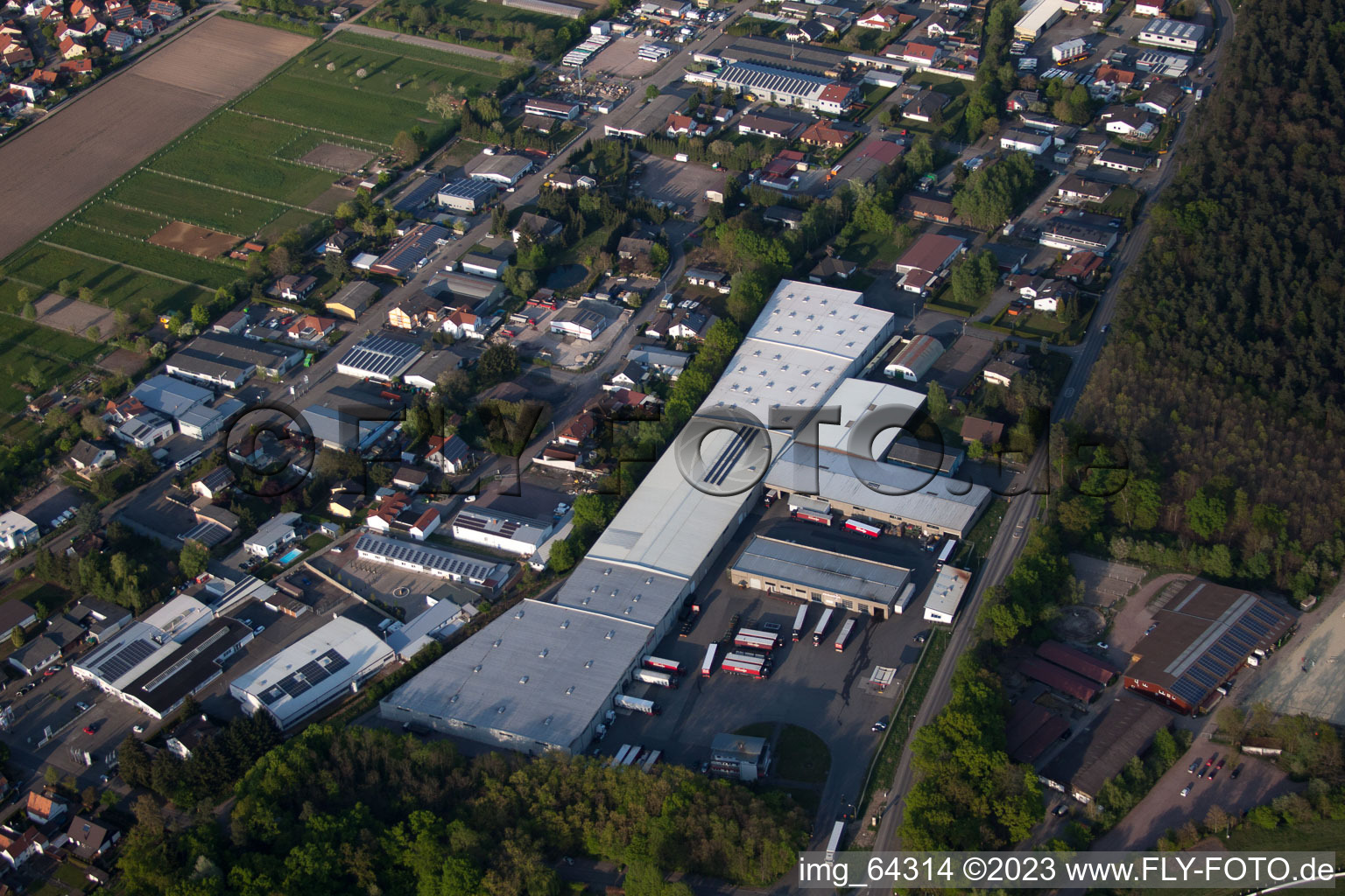 Oblique view of District Herxheim in Herxheim bei Landau in the state Rhineland-Palatinate, Germany