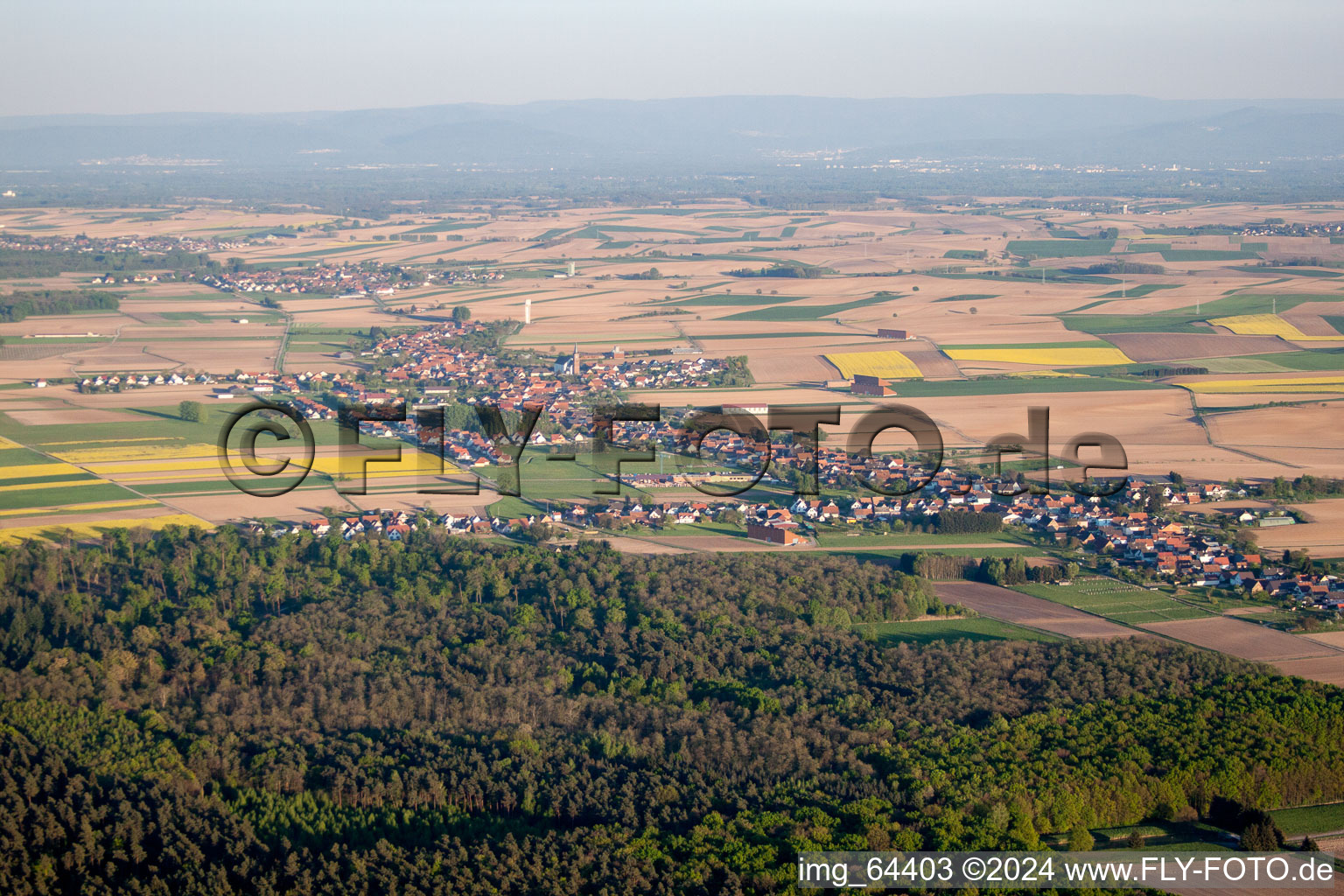 Aerial view of From the northwest in Schleithal in the state Bas-Rhin, France