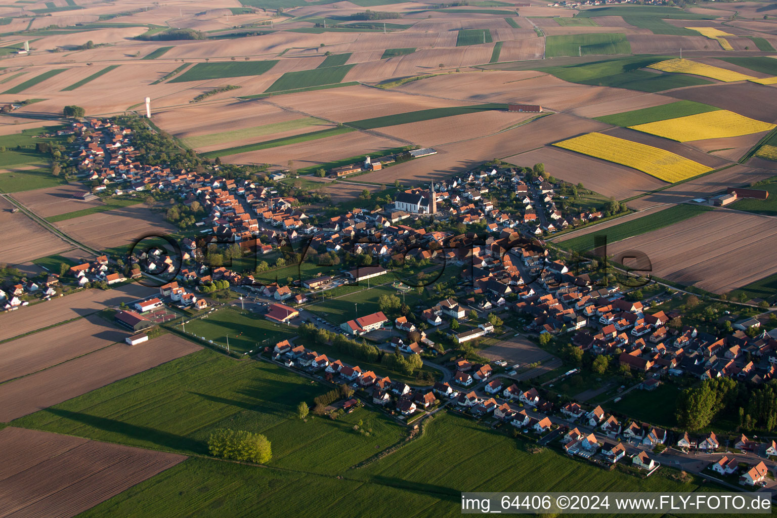 Schleithal in the state Bas-Rhin, France viewn from the air