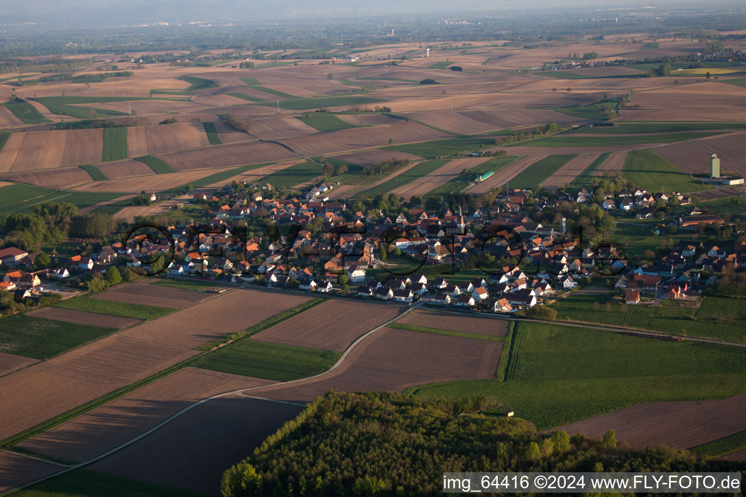 Schleithal in the state Bas-Rhin, France seen from a drone