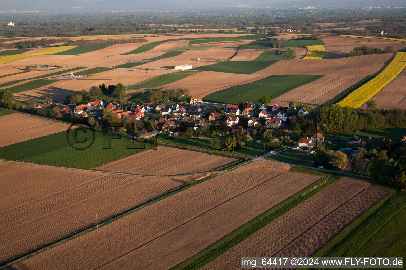 Niederlauterbach in the state Bas-Rhin, France from a drone