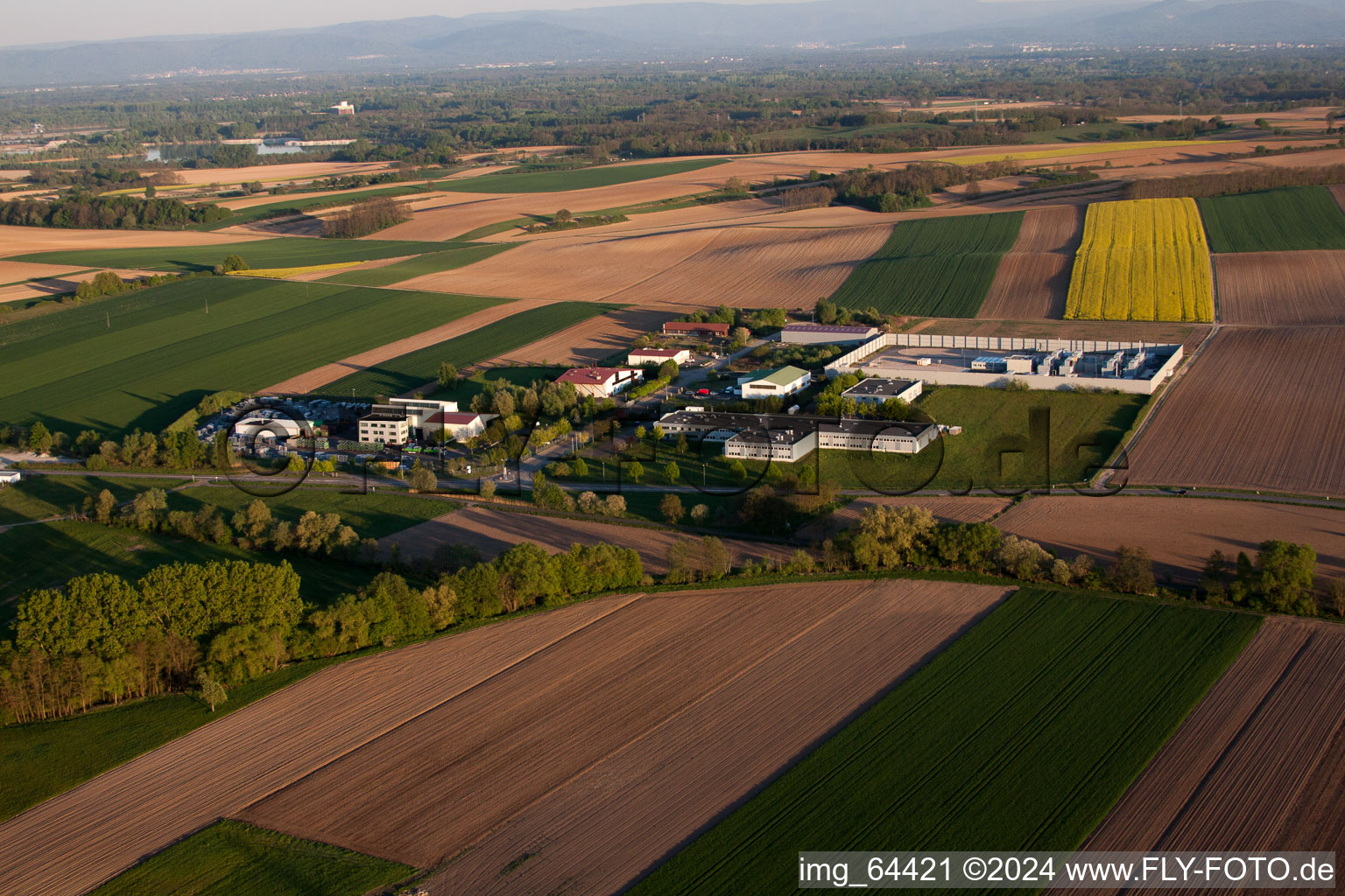 Scheibenhard in the state Bas-Rhin, France from above