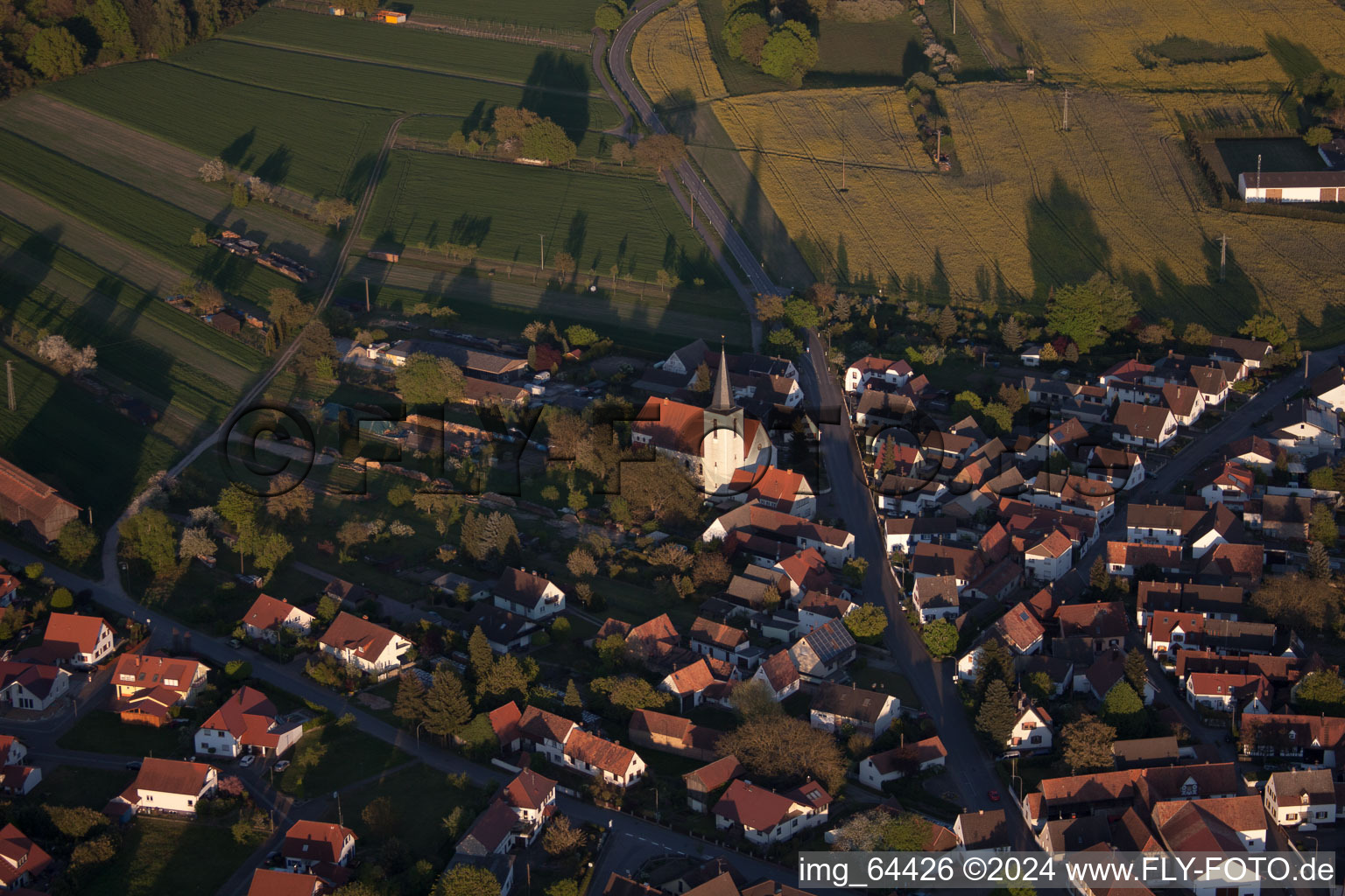 Scheibenhardt in the state Rhineland-Palatinate, Germany from a drone